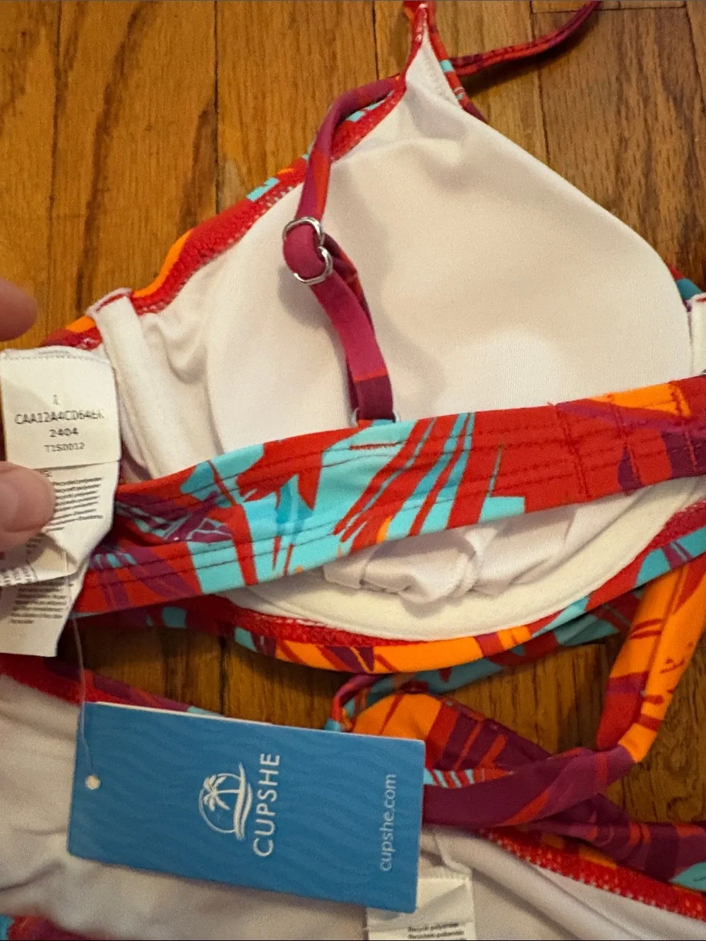 Cupshe Red Tropical Leaf Tie-Front Bikini